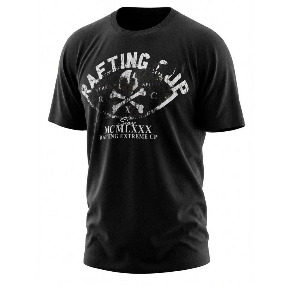 Zara Black Rafting Cup Skull Goth Graphic Short Sleeve T Shirt Men’s XL New